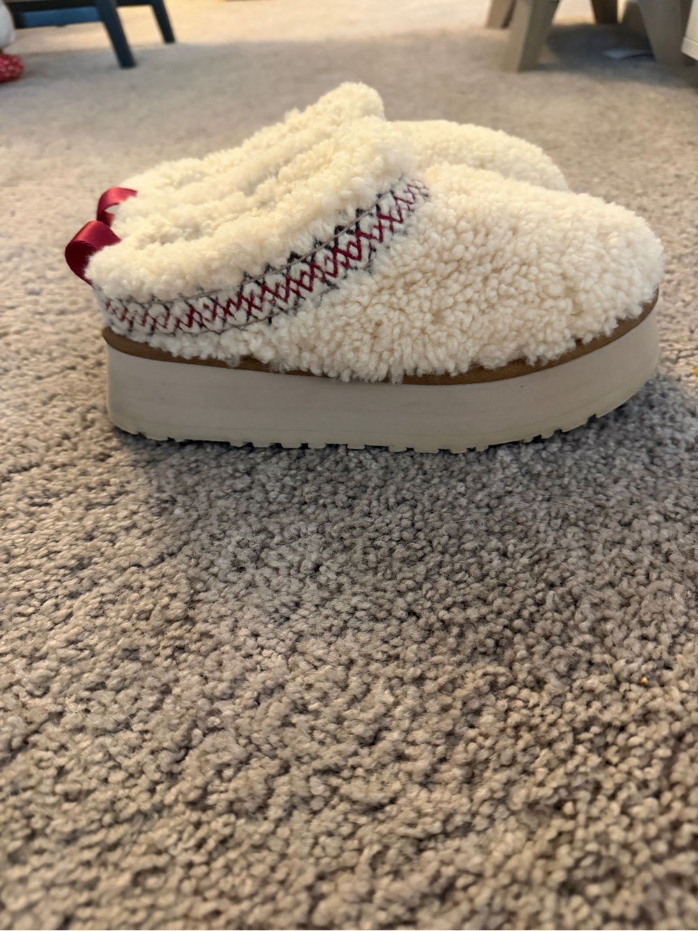 UGG Tazz Braid Natural Sherpa Ivory Fur Platform Clogs - Picture 2 of 14